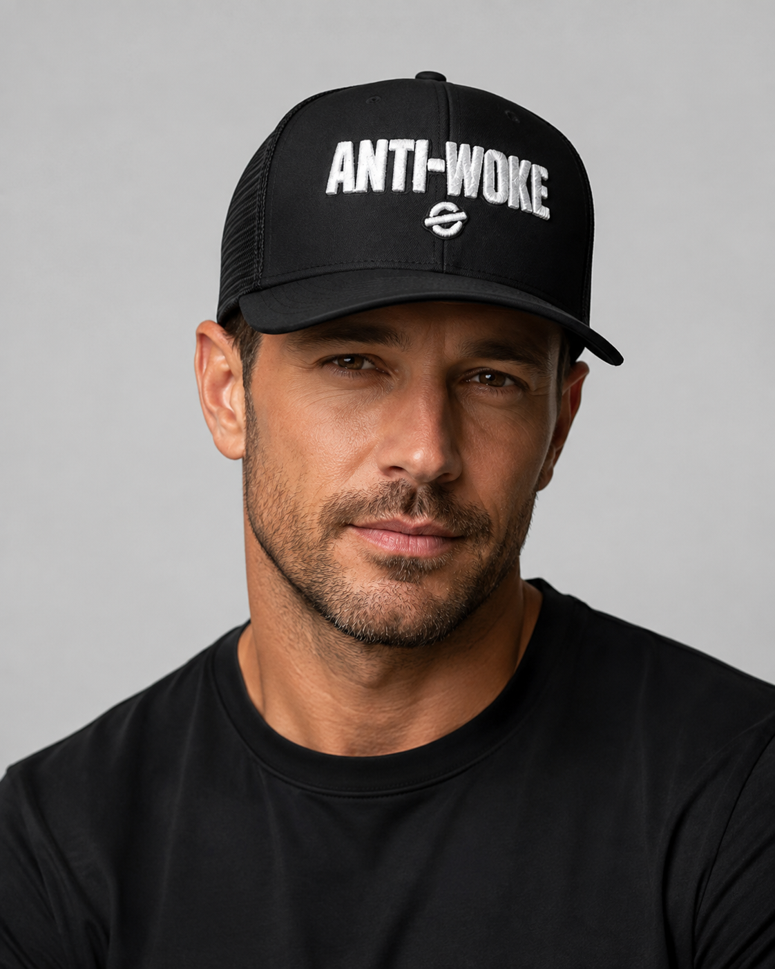 ANTI-WOKE Embroidered Trucker Cap – Bold Statement Streetwear Hat