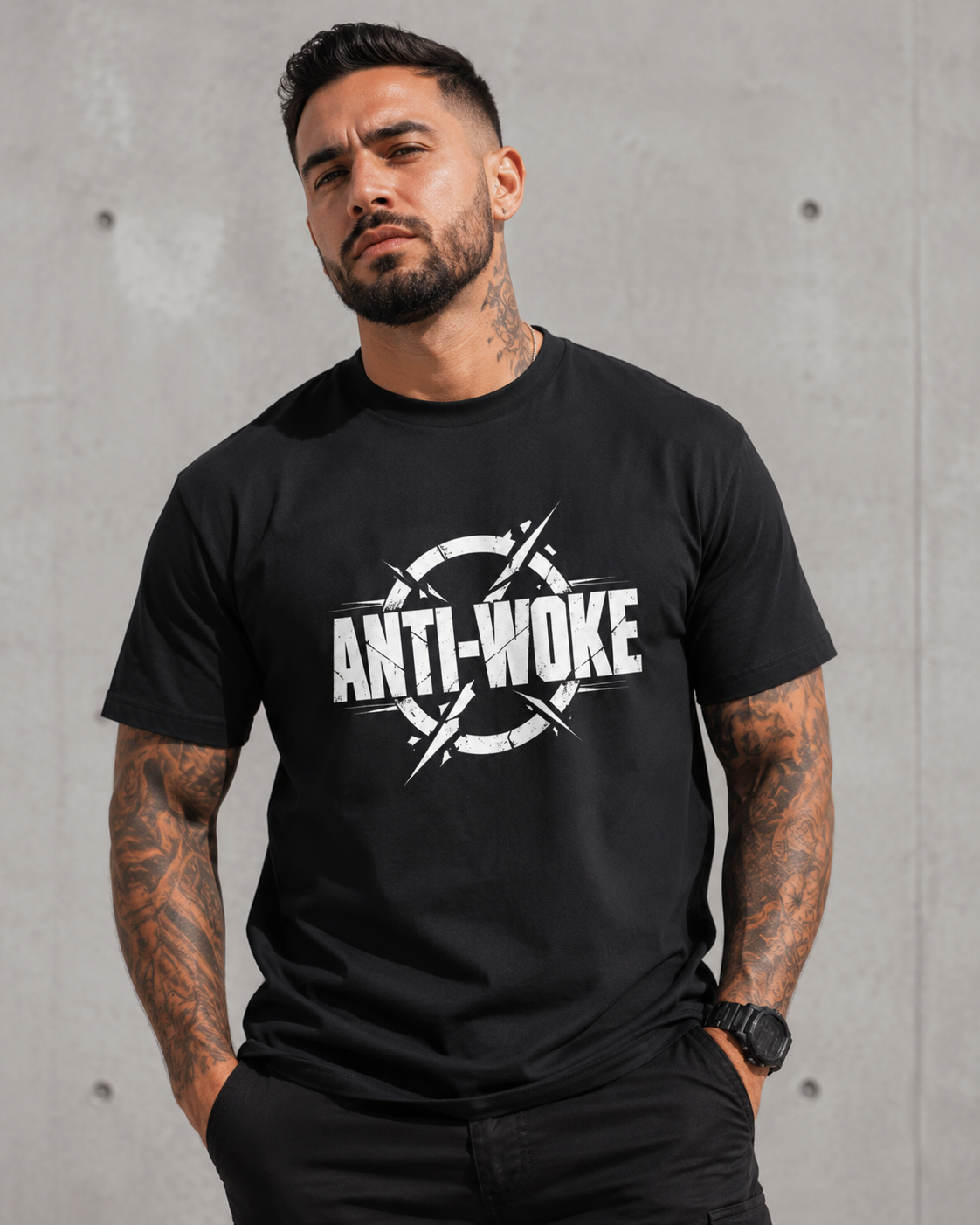 ANTI-WOKE Distressed Graphic T-Shirt – Bold Free Speech Streetwear