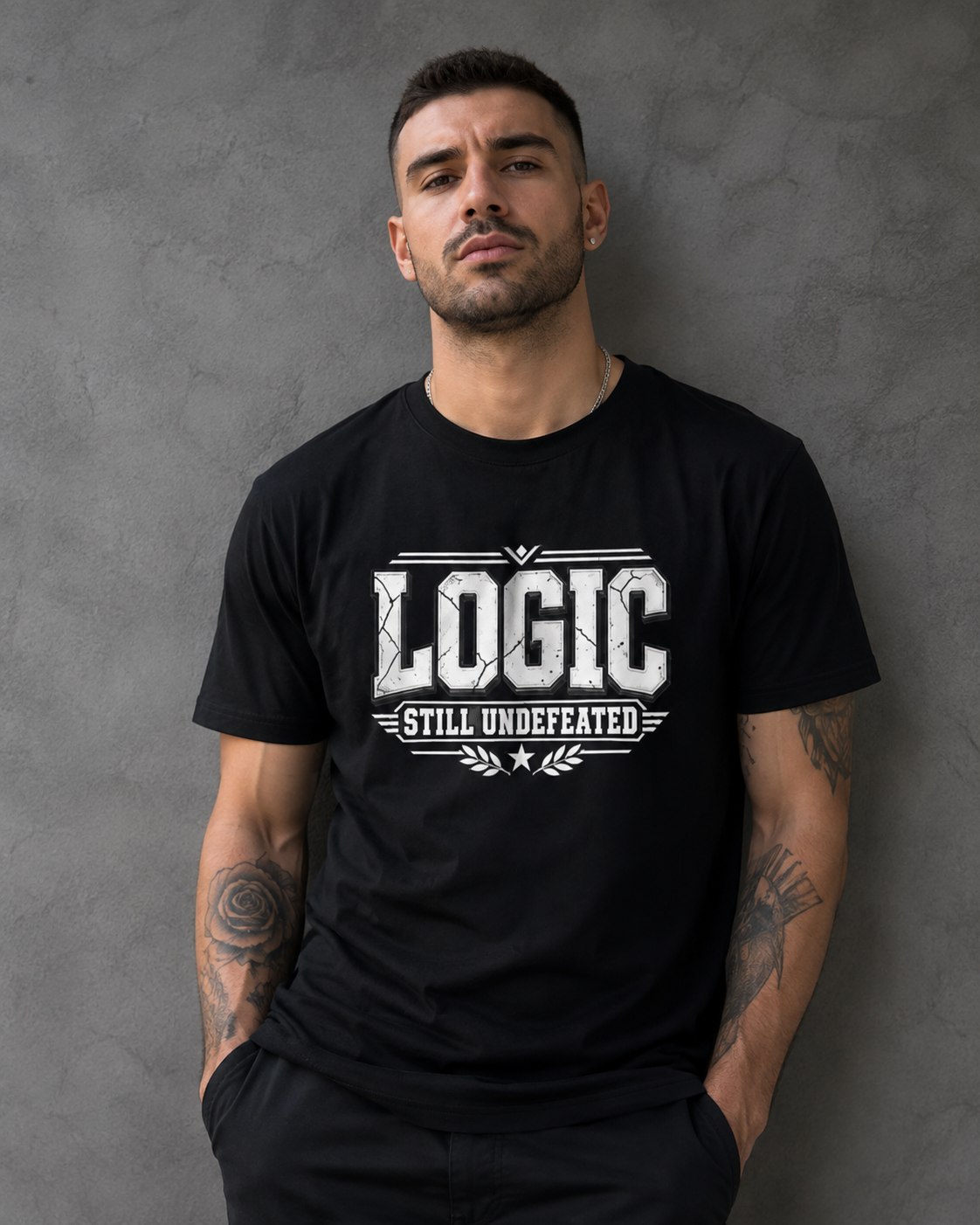 LOGIC: Still Undefeated – Premium Distressed Graphic T-Shirt