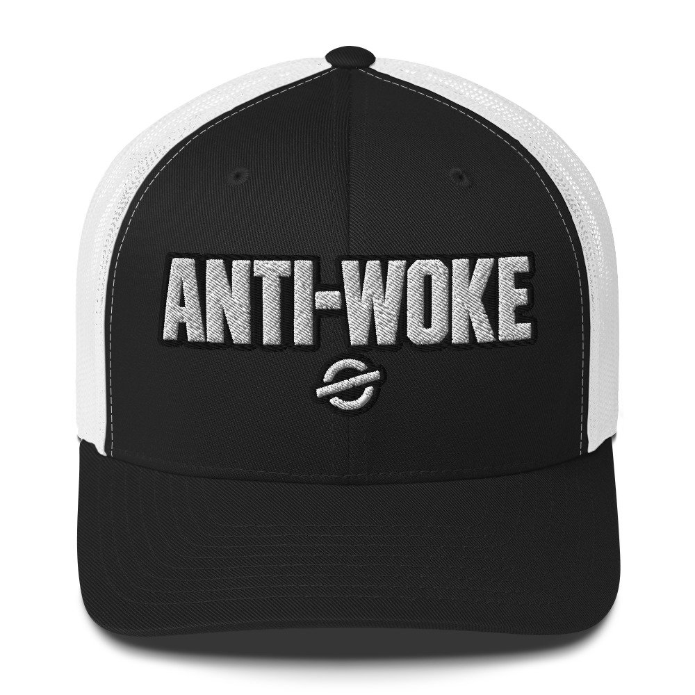 ANTI-WOKE Embroidered Trucker Cap – Bold Statement Streetwear Hat - Image 2