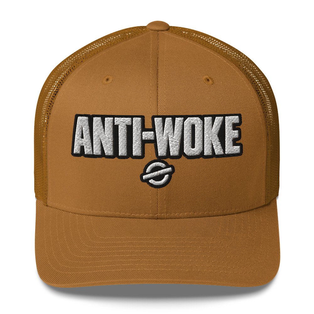 ANTI-WOKE Embroidered Trucker Cap – Bold Statement Streetwear Hat - Image 9