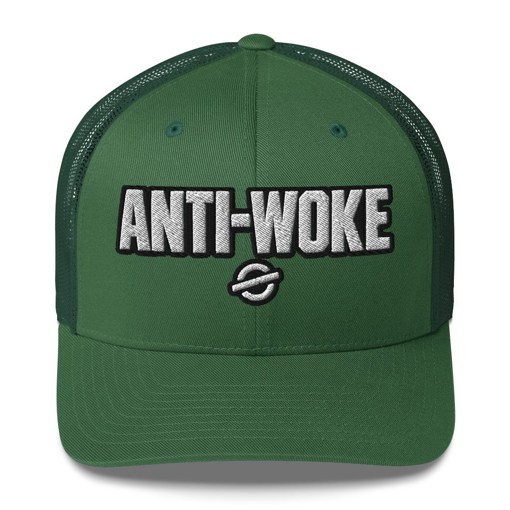 ANTI-WOKE Embroidered Trucker Cap – Bold Statement Streetwear Hat - Image 8