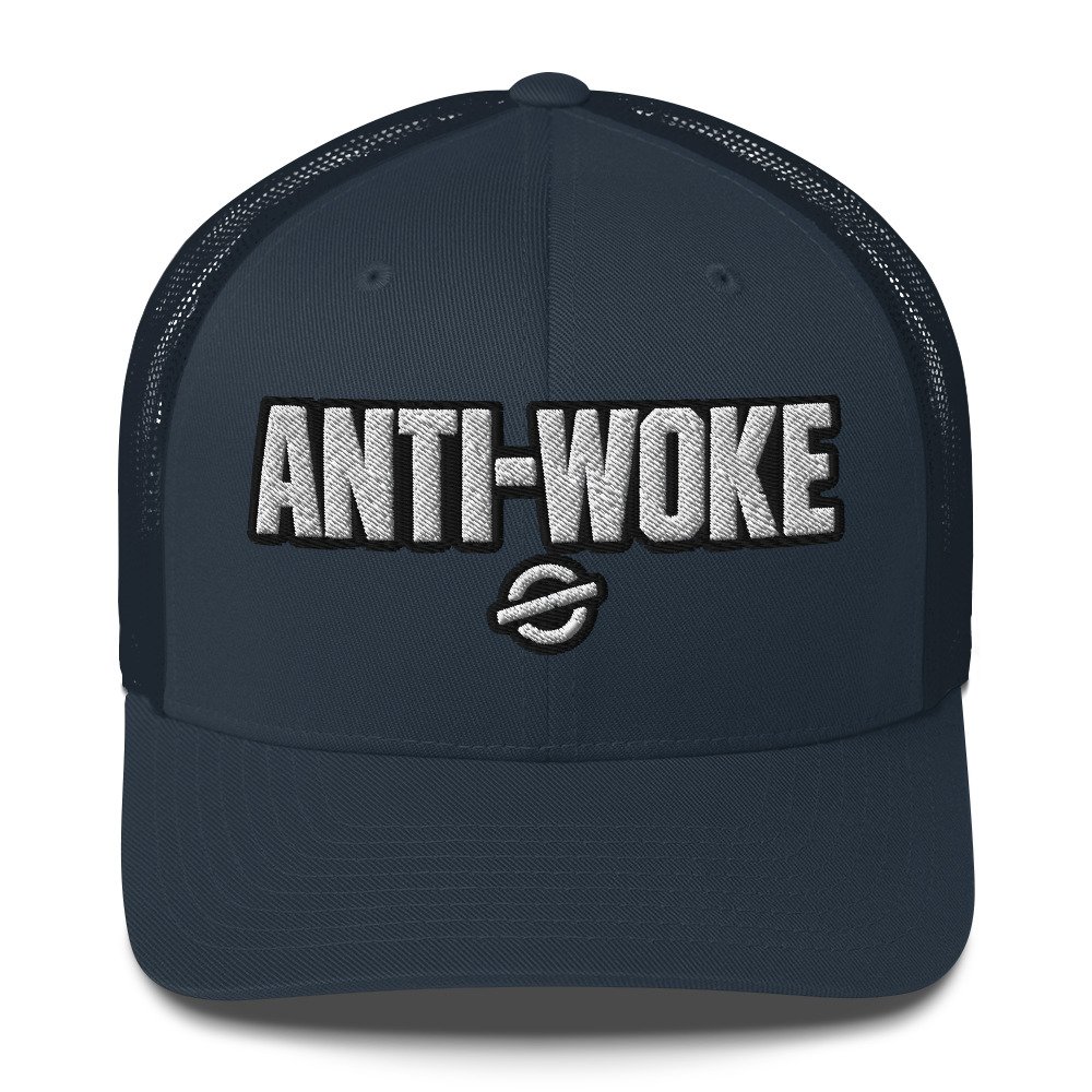 ANTI-WOKE Embroidered Trucker Cap – Bold Statement Streetwear Hat - Image 3