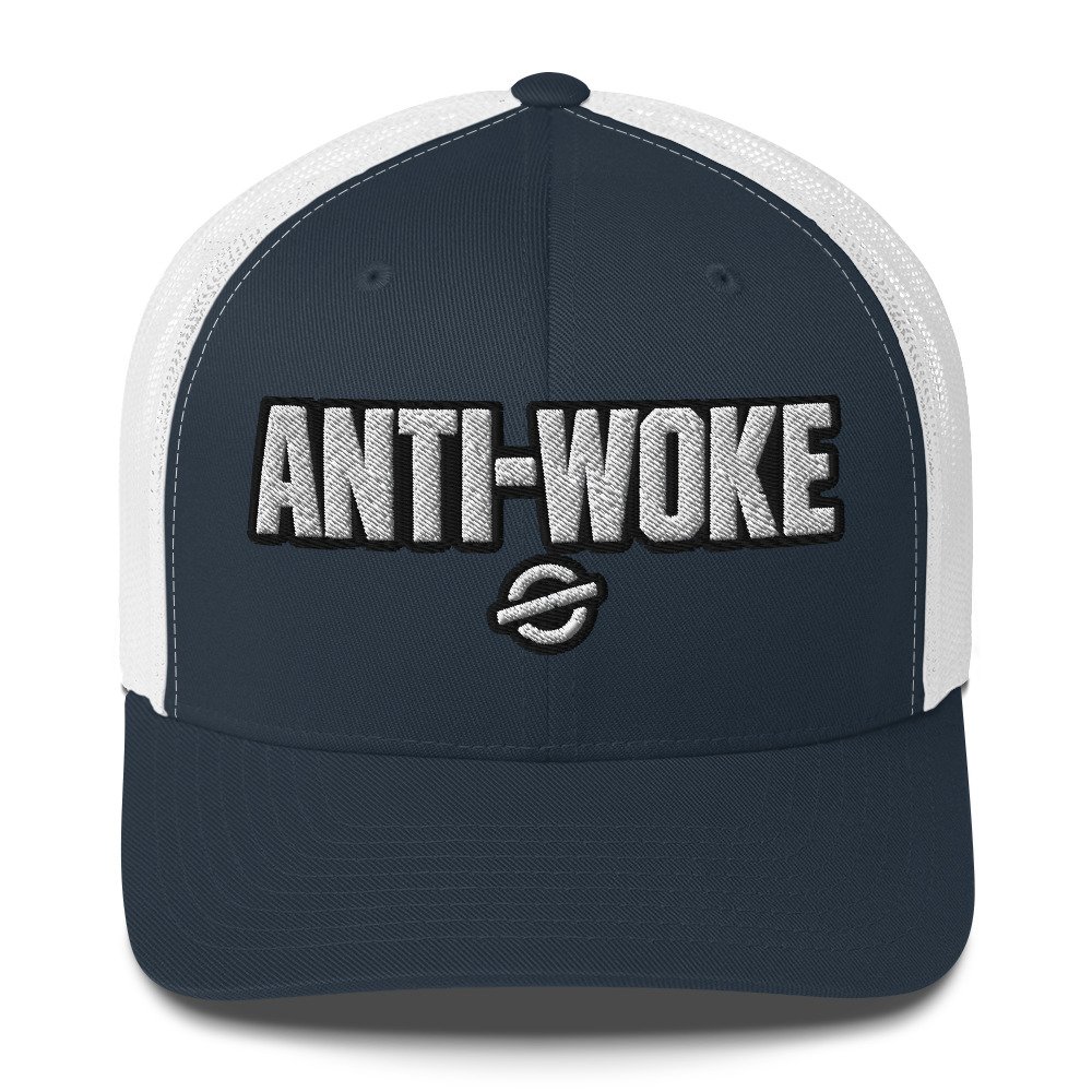 ANTI-WOKE Embroidered Trucker Cap – Bold Statement Streetwear Hat - Image 4
